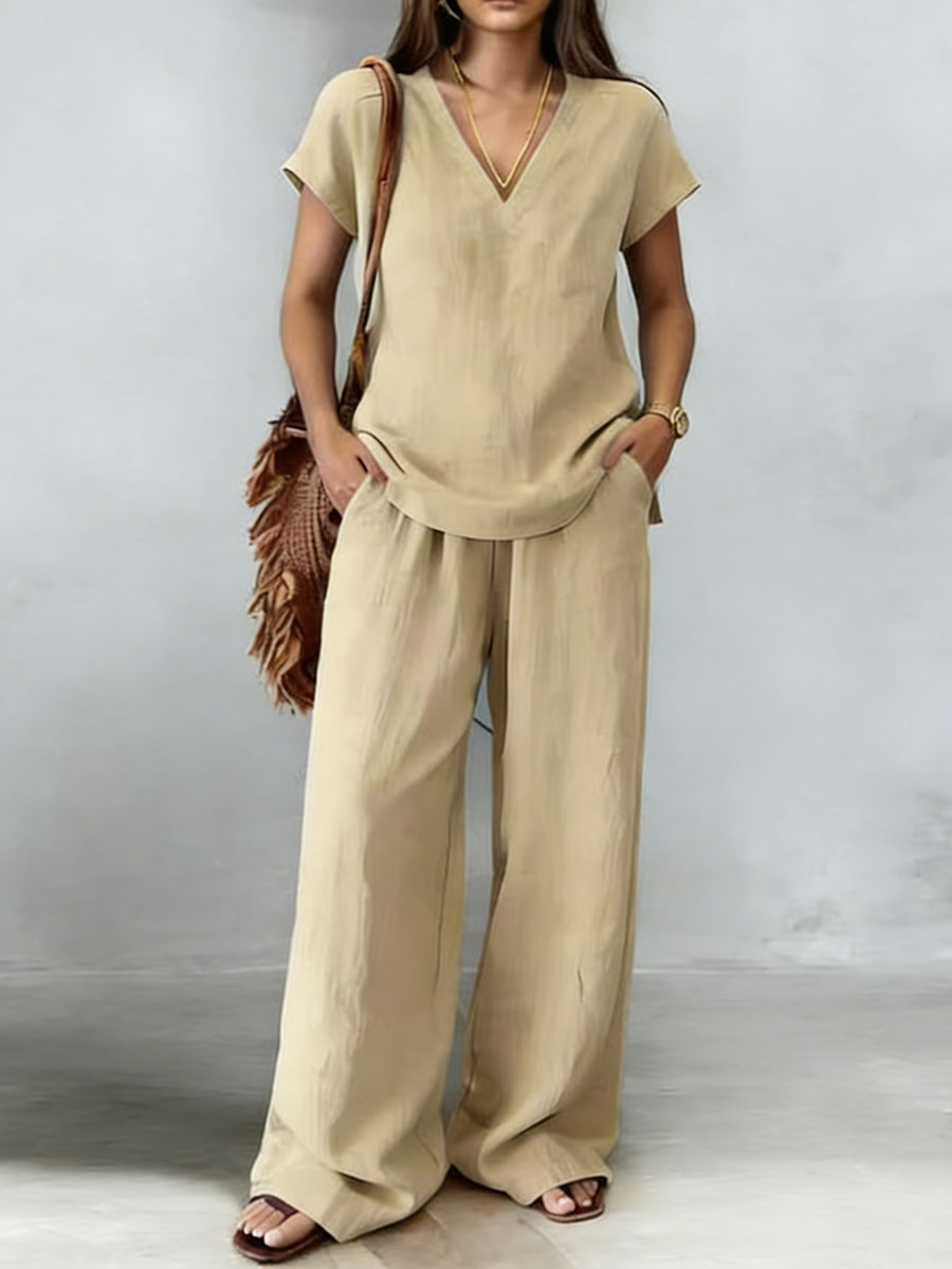 Chic Two-Piece Set in linen, Premium Look