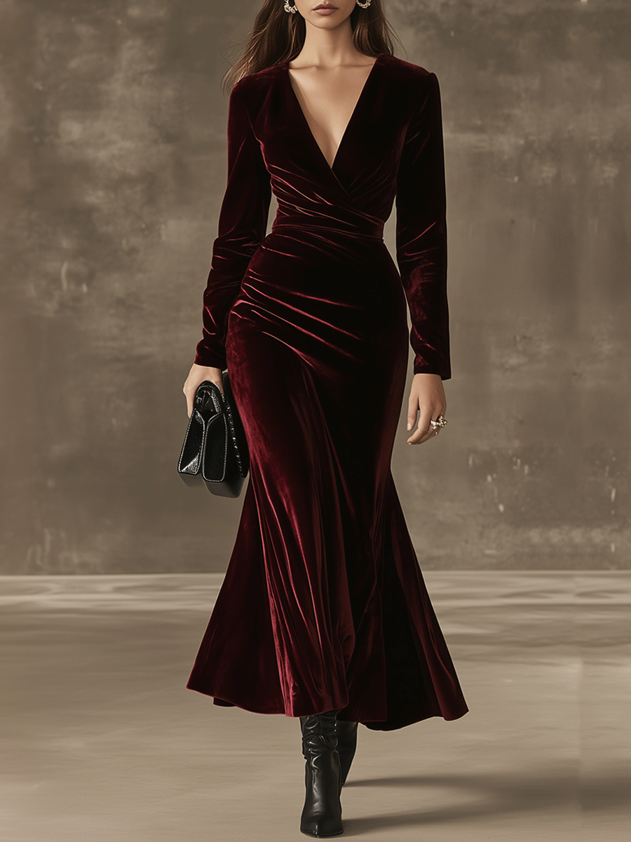 Chic Maxi Dress in velvet, Affordable Luxury