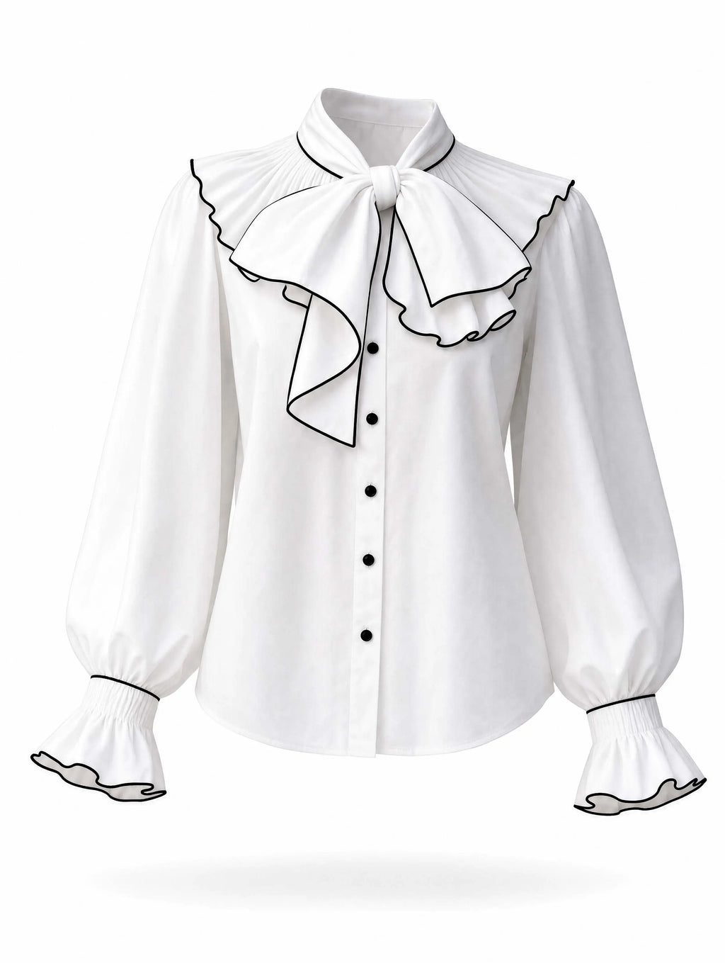 Vintage Ruffle Bow Long Sleeve Blouse