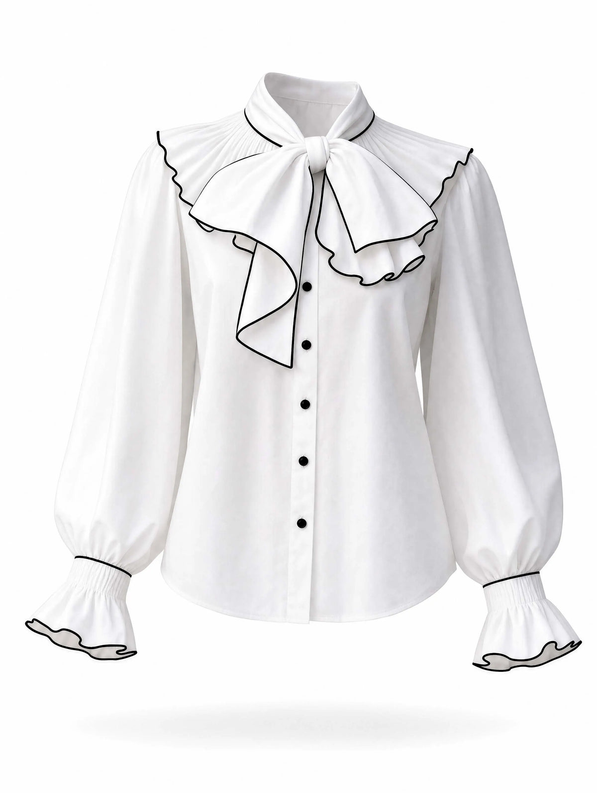 Vintage Ruffle Bow Long Sleeve Blouse