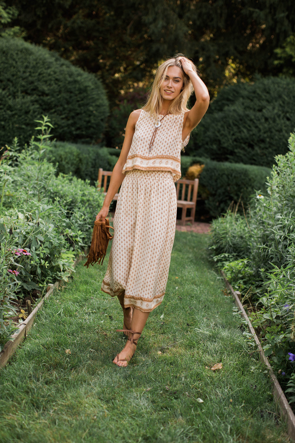 Lydia Midi Skirt - Dune Mini Petunia