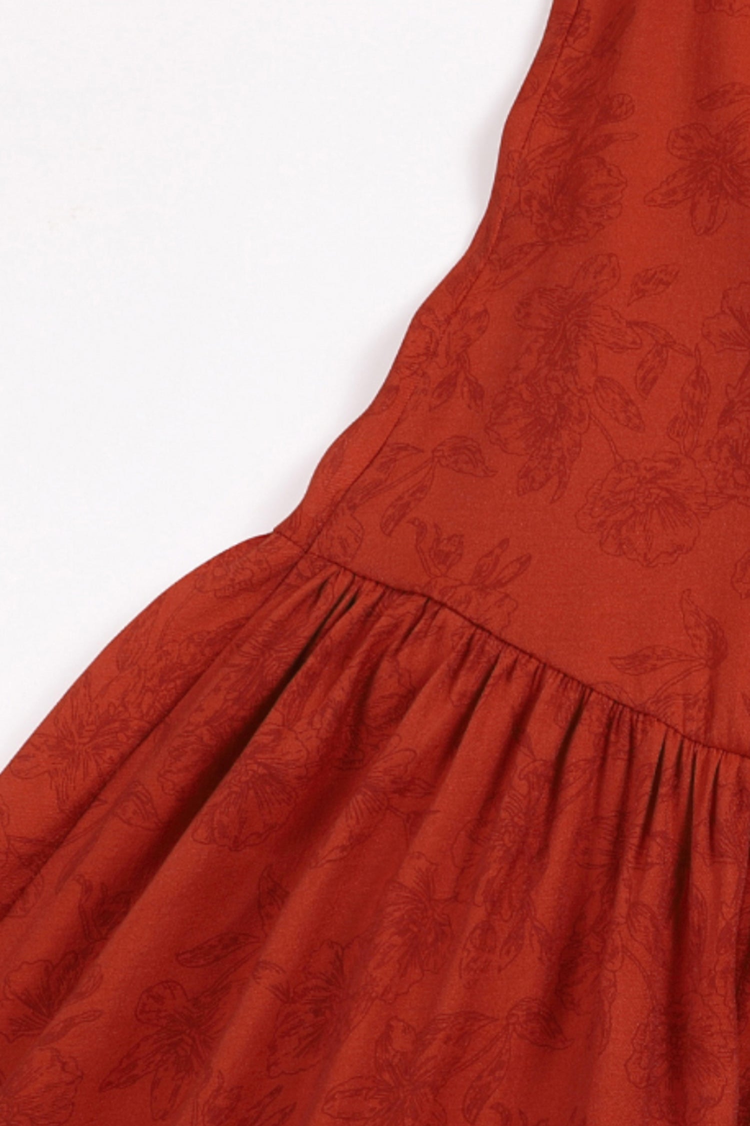 Red Asymmetrical Tiered Sleeveless Maxi Dress with Floral Print
