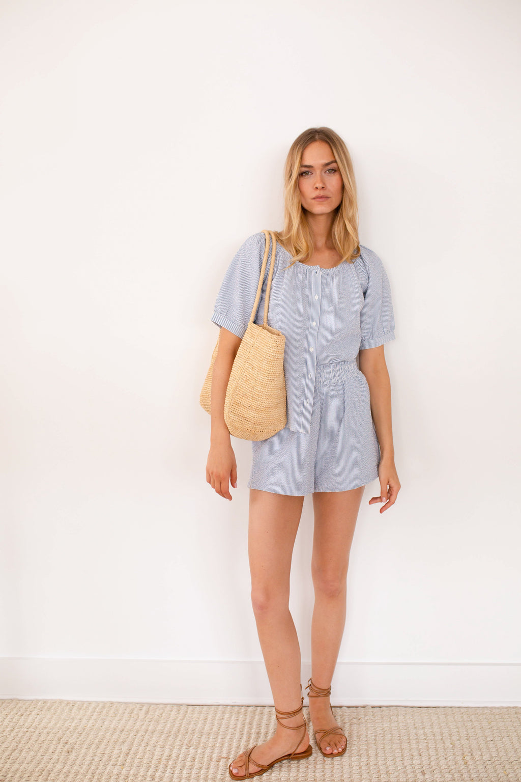 Everly Top - Blue Seersucker
