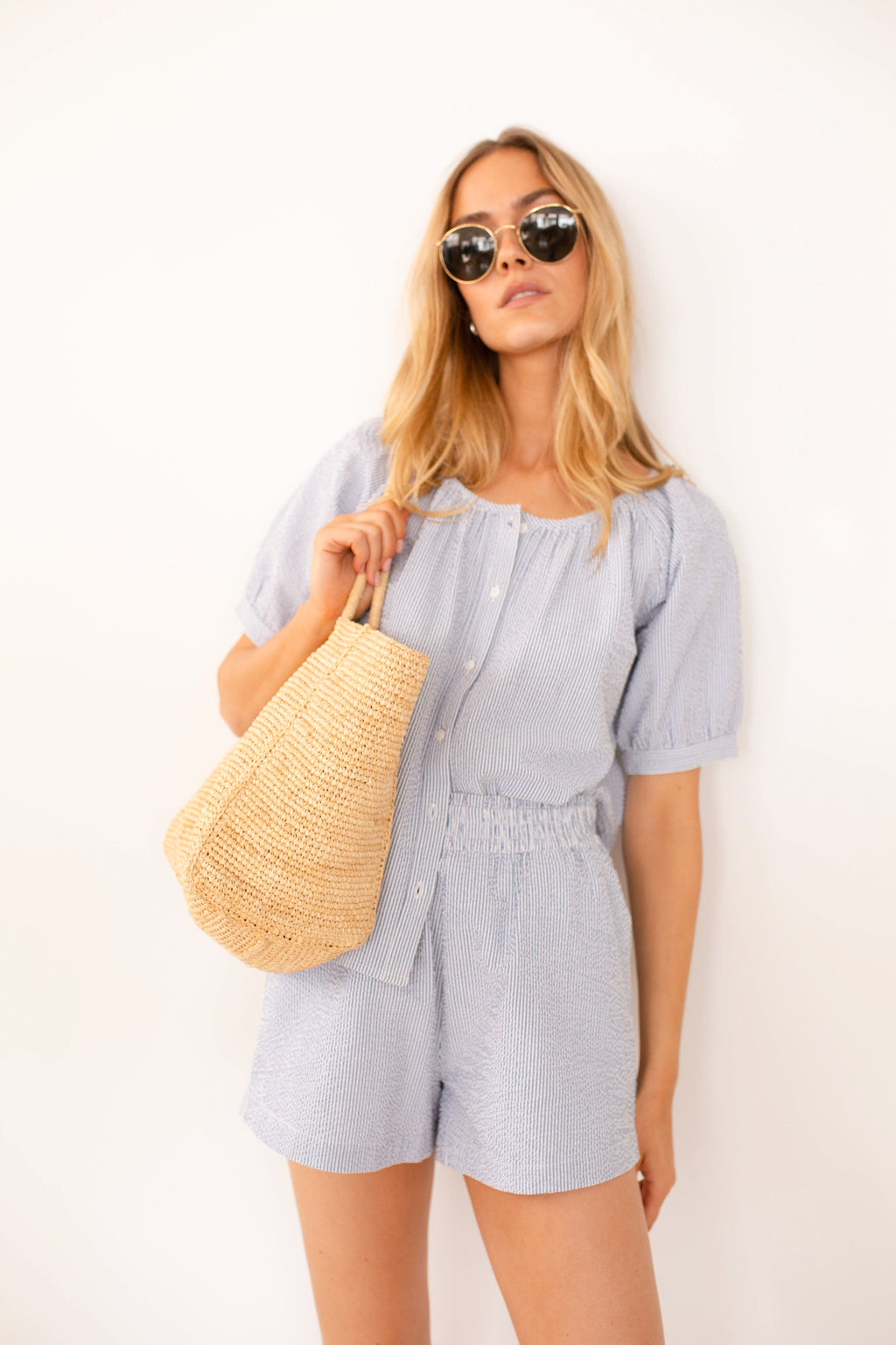Everly Top - Blue Seersucker