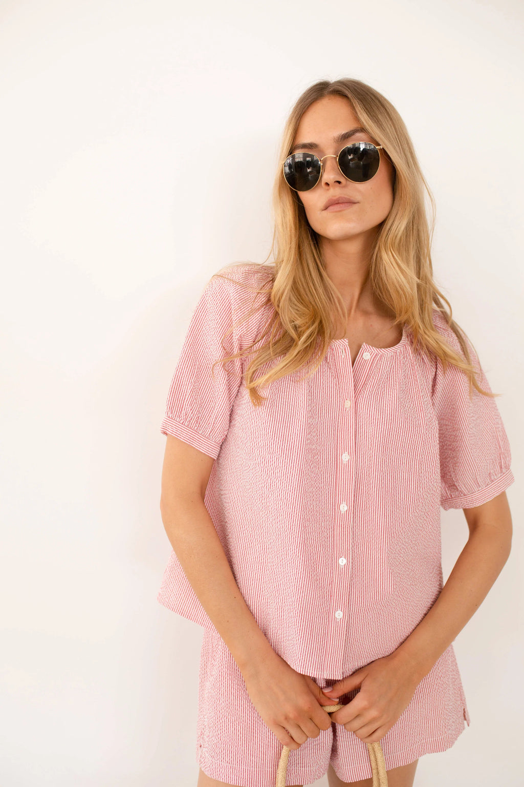 Everly Top - Red Seersucker
