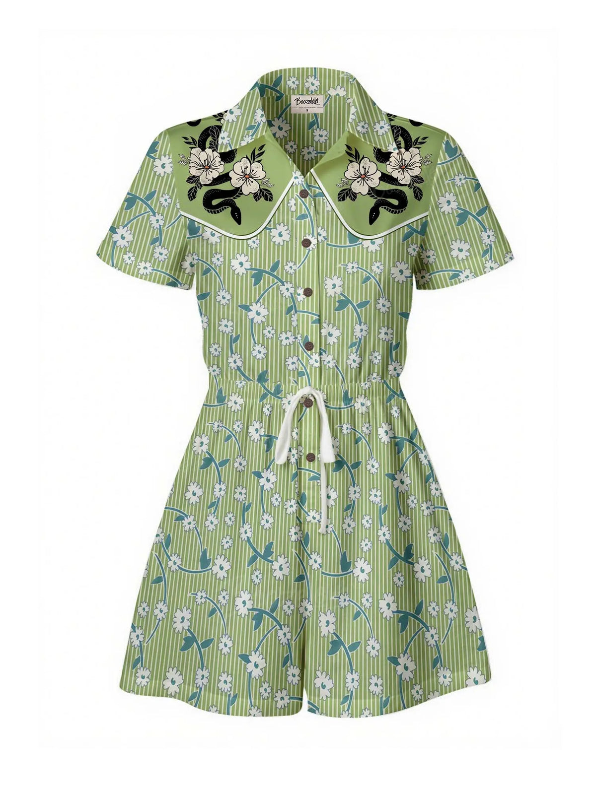 Snake And Flower - 100% Cotton Pocket Jumpsuit