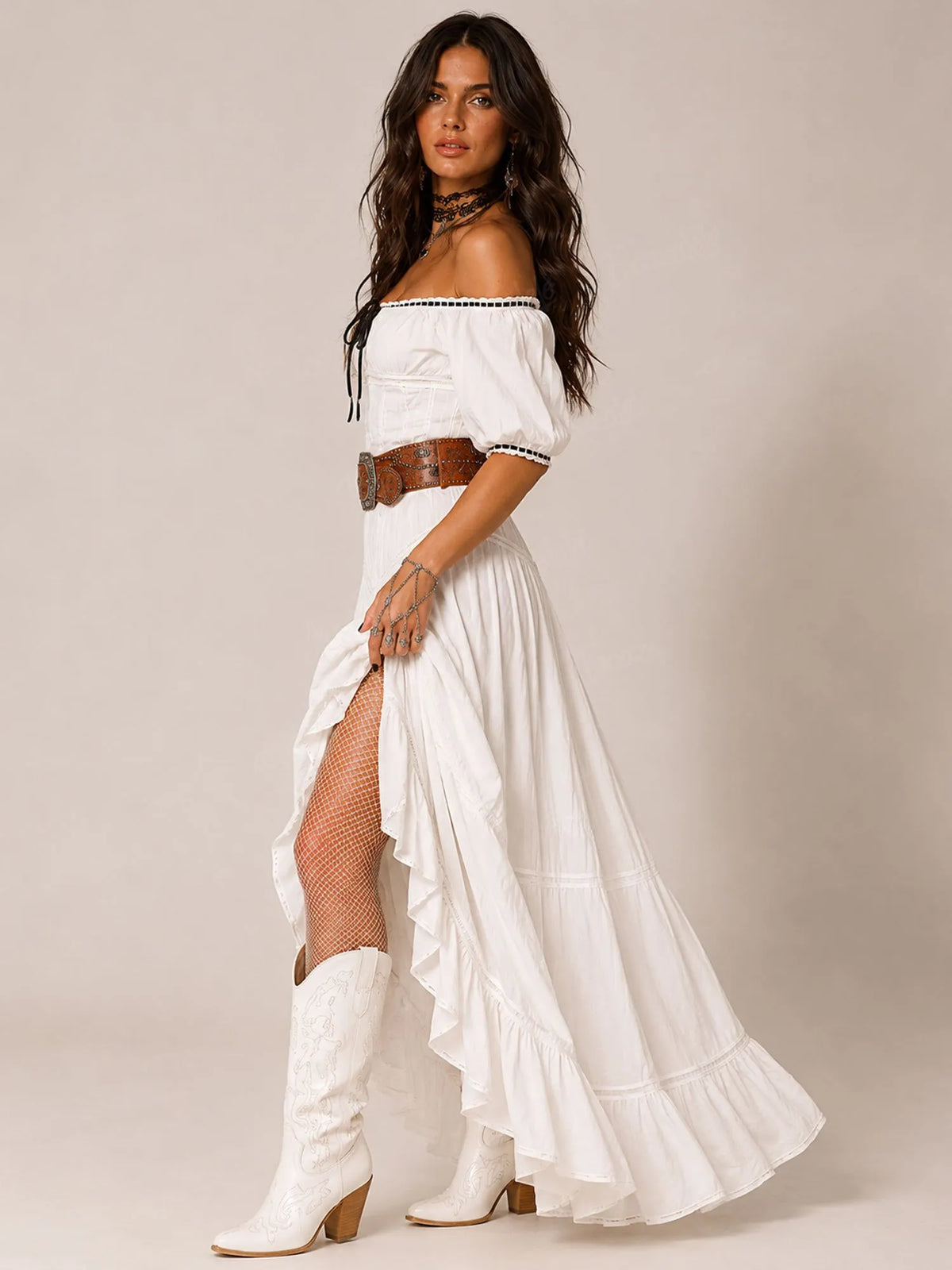Perfect for Country Music Festivals — 2026 Spring Summer Women's Off-the-Shoulder Milkmaid Boho Chic Maxi Dress